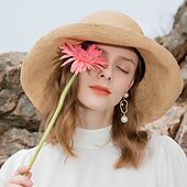 baratos Chapéu de Festa-chapéus de palha de fibra natural com bowknot 1 peça casual headpiece