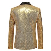 cheap Blazer&amp;Jacket-Men&#039;s Blazer Jacket Blazer Party Sparkle Casual Solid Colored Silver Black Wine Regular Fit Single Breasted One-button