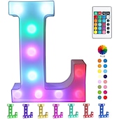 abordables 123496-LED lettre lumières signe 26 lettres alphabet avec télécommande allumer des lettres signe coloré pour veilleuse mariage/fête d&#039;anniversaire alimenté par batterie lampe de noël bar à la maison