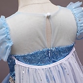 abordables Robes féeriques-Enfants Fille Robe Paillette Motif de flocon de neige Sans Manches Utilisation Soirée Etincelant Princesse Costume Mousseline de soie Polyester Maxi Automne Hiver 3-10 ans Bleu