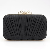 preiswerte Clutches &amp; Taschen für die Abendgarderobe-Elegante weiße Plissee-Clutch für Damen – Abendhandtasche mit Strass-Schleife für Hochzeiten, Partys und formelle Anlässe