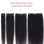 abordables Extensions à Clips-clip dans les extensions de cheveux de cheveux humains crépus raides soyeux vierge cheveux clip en pleine tête 18 pouces non transformés brésiliens remy cheveux humains pour les femmes noires 8 pièces