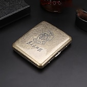 رخيصةأون اكسسوارات التدخين-علبة سجائر عتيقة مع فتح كلا الجانبين لدعم توليد زهرة برونزية مكثفة معدنية منحوتة (يمكن أن تحمل 20 سيجارة)