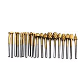 cheap Drill Bit Set-20 PC Set Of 3mm Electric Grinding High Speed Steel Woodworking Small Rotary File Engraving DIY Grinding Head Milling Cutter Set Accessories