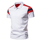 billiga Klassisk pikétröja för män-Herr POLO Shirt Golftröja Ledigt Polokrage Klassisk Kortärmad Ledigt Ensfärgat Knapp Fram Vår &amp; sommar Normal Vit Rubinrött Marinblå POLO Shirt