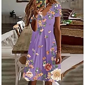 tanie Sukienki kwiatowe-Damska sukienka mini sukienka casual sukienka petite sukienka sundress sukienka A-line sukienka boho tropikalna seksowna wakacyjna casual codzienna regular fit kwiatowa krótki rękaw serce biała