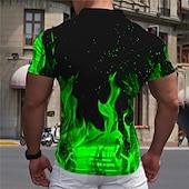 Недорогие Мужское геометрическое поло-Муж. Пламя Рубашки поло Рубашка для гольфа С короткими рукавами Рубашка Отложной Повседневные Спорт 3D печать Пурпурный Зеленый С принтом Кнопка вниз Одежда