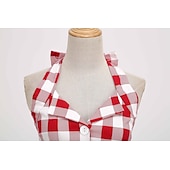 halpa Mekot-naisten 1950-luvun audrey hepburn riimu keinu mekko 100 % puuvillaa flare mekko retro vintage gingham check päivittäiset vaatteet teekutsut rento päivittäinen hihaton istuvuus&amp;amp; soihduttava mekko