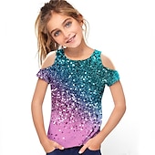 abordables Vision 3D de la Fille &amp; Éclat-Fille 3D Dégradé T-shirt Manche Courte 3D effet Eté Printemps Actif Mode Le style mignon Enfants 3-12 ans Extérieur du quotidien Standard