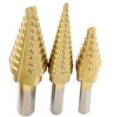 お買い得  ドリルビットセット-hssステップドリルビット1/4〜3/4動力工具卸売価格3個/セット金属ドリルチタン三角ハンドル