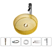 abordables Éviers-Lavabo de salle de bain avec robinet chromé, lavabo en verre, lavabo à cylindre, lavabo à main, installation de plan de travail, bassin en verre avec robinet en laiton chromé