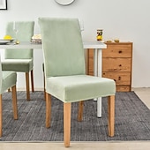 economico Fodera per sedia da pranzo-fodera per sedia da pranzo elasticizzata fodera per sedia verde fodera in velluto elastico per cene da pranzo matrimonio in hotel morbido lavabile