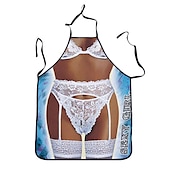 cheap Aprons-Cosplay Chef Apron For Women and Men, Kitchen Cooking Apron, Personalised Gardening Apron with Long Ties Neck Strap BBQ Drawing Crafting Aprons