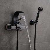 cheap Bathtub Faucets-Bathtub Faucet - Modern Contemporary Electroplated Wall Installation Ceramic Valve Bath Shower Mixer Taps