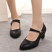 abordables Chaussures de bal, de danse moderne-Femme Chaussures Latines Salon Chaussures Modernes Chaussures de Salsa Intérieur Sandale Talon Basket Paillette Brillante Boucle Ruché Talon Cubain Boucle Noir Rouge Argenté