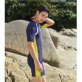 voordelige Overhaaste bewakers-Voor heren Duikskin pak UV-zonbescherming Sneldrogend Lichtgewicht Korte mouw Zwempak Rits Aan De Voorzijde Zwemmen Duiken Surfen Snorkelen Strand Watersport Lapwerk Zomer