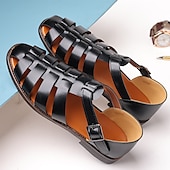 preiswerte Kleidungs-Sandalen-Herren-Fischersandalen aus braunem Kunstleder mit geschlossener Spitze und Schnallenriemen – lässige, atmungsaktive Sommerschuhe für draußen und den Alltag