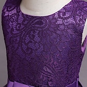 baratos Vestidos floridos-Infantil Pouco Para Meninas Vestido Floral Tecido Vestido A Line Festa Espetáculo Com Transparência Laço Branco Roxo Vinho Assimétrico Sem Manga Princesa Doce Vestidos Primavera Verão Normal 3-12 anos