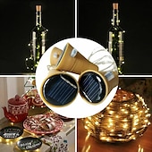 economico Striscie luci ad energia solare-solare bottiglia di vino luci della stringa decorazione di cerimonia nuziale all&#039;aperto 2 m 20 led lucine con sughero impermeabile luce di natale rame ghirlanda patio giardino luci della stringa 10