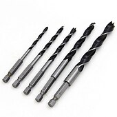 voordelige boor set:-5 stks quick change hex schacht hcs twist boor drie fluiten hardware set 4mm 5mm 6mm 8mm 10mm hout diy gereedschap