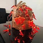abordables Guirlandes lumineuses à piles-Guirlande lumineuse en forme de poivron rouge 3m 20leds guirlande lumineuse à piles noël jardin maison balcon vacances fête décoration