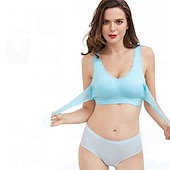 abordables Sostenes-Sujetadores deportivos de encaje de gran tamaño para mujer, sujetador sin aros con hebillas laterales cruzadas en la parte delantera, ropa deportiva para hacer yoga y hacer ejercicio en casa