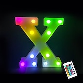abordables 123496-LED lettre lumières signe 26 lettres alphabet avec télécommande allumer des lettres signe coloré pour veilleuse mariage/fête d&#039;anniversaire alimenté par batterie lampe de noël bar à la maison