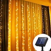 tanie Zasilane energią słoneczną-Girlanda świetlna LED na światło słoneczne na zewnątrz wróżka na okno dekoracja świąteczna 3x3m na patio lampa ogrodowa na dachu