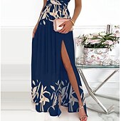 economico Abiti eleganti floreali-abito da festa delle donne abito da ospite di nozze abito swing abito lungo maxi vestito rosa rosso blu navy manica corta volant di colore puro primavera estate scollo a v festa di sera 2023 s m l xl