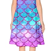 cheap 3D Shining Vision Dress-Girls&#039; 3D Mermaid Dress Short Sleeve 3D Print Summer Spring Vacation Daily Holiday Cute Casual Sweet Kids 3-12 Years A Line Dress Above Knee Regular Fit