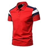 billiga Klassisk pikétröja för män-Herr POLO Shirt Golftröja Ledigt Polokrage Klassisk Kortärmad Ledigt Ensfärgat Knapp Fram Vår &amp; sommar Normal Vit Rubinrött Marinblå POLO Shirt