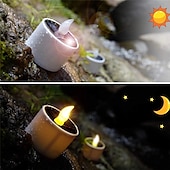 abordables Bougies lumineuses-6/12 pièces bougies solaires sans flamme led fausses bougies chauffe-plat scintillantes décoration de jardin extérieur lumière décoration de fête de mariage romantique éclairage 6x 12x