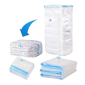 baratos armazenamento de bagagem e viagem-Pacote com 5 sacos de vácuo para viagem com bomba de vedação para roupas, cobertores, bolsa de armazenamento com válvula, borda transparente, organizador comprimido dobrável, pacote com vedação para economia de espaço em viagens