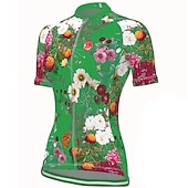 お買い得  ウィメンズジャージ-女性用 サイクリングジャージー パターン柄 花 植物 フラワー 半袖 バイク ジャージー 3つのリアポケット付き マウンテンサイクリング ロードバイク 速乾性 ソフト 反射性ストリップ 後ポケット スポーツ ブラック イエロー スカイブルー 衣類