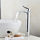 cheap Classical-Brass Bath Sink Faucet with Drain,Waterfall Rose Gold Tall Centerset Single Handle One Hole Bath Taps with Hot and Cold Water