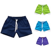 Недорогие Мужские плавательные шорты-Муж. Пляжные шорты Купальные шорты Обтягивающие длинные шорты Эластичная талия Эластичный шнурок Прямая нога Однотонный Быстровысыхающий На открытом воздухе Короткие Повседневные На выход Пляж