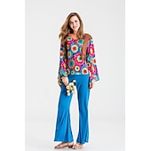 cheap Outfits-1960s Hippie 1970s Pants Cosplay Costume Outfits Disco Women&#039;s Carnival Masquerade Party / Evening Pride Parade Pride Month Adults&#039; Vest Top Pants All Seasons