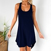 billiga Solklänningar-kvinnors pyjamas nattlinne nattlinne pjs ren färg komfort mjuk hem semester ärmlös vår sommar svart armégrön hem outfits