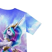 economico Cartone animato 3D della ragazza-Da ragazza 3D Animali maglietta T-shirt Manica corta Stampa 3D Estate Attivo Poliestere Bambino 4-12 anni Da tutti i giorni Standard