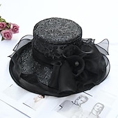 voordelige Feesthoeden-Vintage Stijl Elegante Organza Hoeden met Applicaties  Bloem  Effen Kleur 1 Stuk Casual  Feestdag  Melbourne Cup Hoofdversiering dress to impress Hoeden Race Dag Jurk