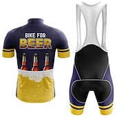cheap Men&#039;s Clothing Sets-Men&#039;s Cycling Jersey with Bib Shorts Short Sleeve Mountain Bike MTB Road Bike Cycling Black Red Navy Blue Oktoberfest Beer Bike Clothing Suit 3D Pad Breathable Quick Dry Back Pocket Polyester Spandex
