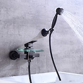 cheap Bathtub Faucets-Bathtub Faucet - Modern Contemporary Electroplated Wall Installation Ceramic Valve Bath Shower Mixer Taps