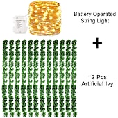 voordelige Batterij String Lights-12pack kunstmatige klimop guirlande nep planten 25.6 m 84ft wijnstok opknoping guirlande met 120led string licht opknoping voor thuis keuken tuin kantoor bruiloft muur decor