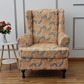 baratos Tampa da poltrona e capa de cadeira sem braço-Capa de cadeira de asa elástica capa de cadeira de asa capas de cadeira de asa de tecido spandex capas de poltrona com capa de almofada de assento para decoração de quarto de sala de estar