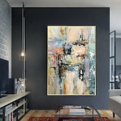 billiga Abstrakta målningar-Hang målad oljemålning HANDMÅLAD Horisontell Panoramautsikt Abstrakt Landskap Modern Utan innerram (utan ram)
