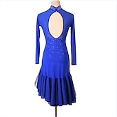 billiga tävlingsklänning-dans salsa latinsk dansklänning kristaller / strass damprestanda långärmad spandex
