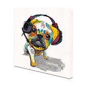 お買い得  動物画-ハング塗装油絵 手描きの 方形 動物 ポップアート 近代の インナーフレームなし(枠なし)