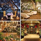 billige Solstrengelys-elegant bryllupsfestmottakelse 20m 200led solcellelamper med eventyrlys - kobbertråd utendørs hage, terrassedekorasjon med 8 moduser vanntett for bursdag og ferie