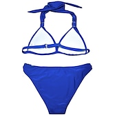 olcso Bikiniszettek-Női Szabályos Fürdőruha Bikini 2 darab Tanga Fürdőruha Pánt 2 db Nyissa meg a Vissza elemet Szexis Szabadság Divat Tiszta szín V-zsinór Ujjatlan Fürdőruhák