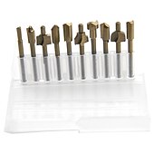 cheap Drill Bit Set-10PCS Titanium  Router Bits Set Mini Shank High Speed Steel Drill Bits Files Rotary For Woodden Cutter Tools